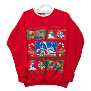 80s Christmas Glitter Scene Crewneck Sweatshirt